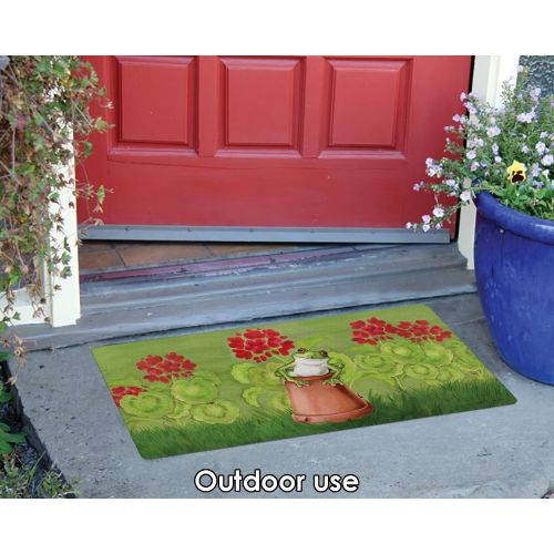  Toland Home Garden Potted Frog 18 x 30 Inch Decorative Floor Mat Red Flower Floral Gardening Doormat