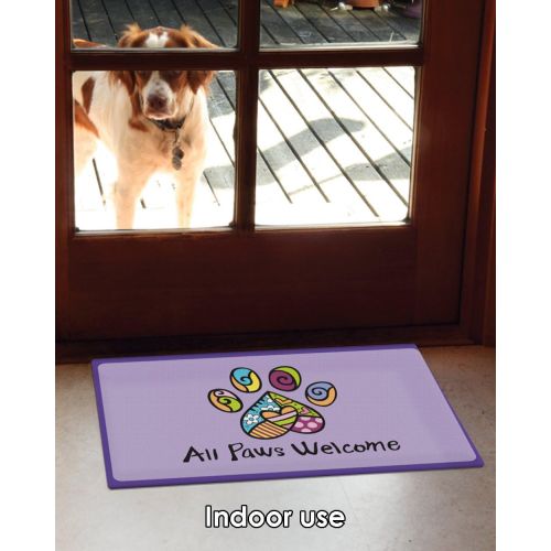  Toland Home Garden All Paws Welcome 18 x 30 Inch Decorative Floor Mat Colorful Puppy Dog Kitty Cat Greeting Doormat