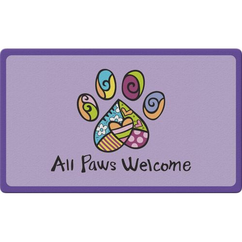  Toland Home Garden All Paws Welcome 18 x 30 Inch Decorative Floor Mat Colorful Puppy Dog Kitty Cat Greeting Doormat