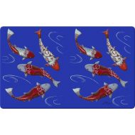 Toland Home Garden Koi Collection 18 x 30 Inch Decorative Floor Mat Red Blue Japanese Fish Pond Doormat
