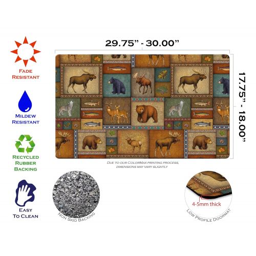  Toland Home Garden Quilted Wilderness 18 x 30 Inch Decorative Wildlife Floor Mat Animal Collage Doormat - 800192