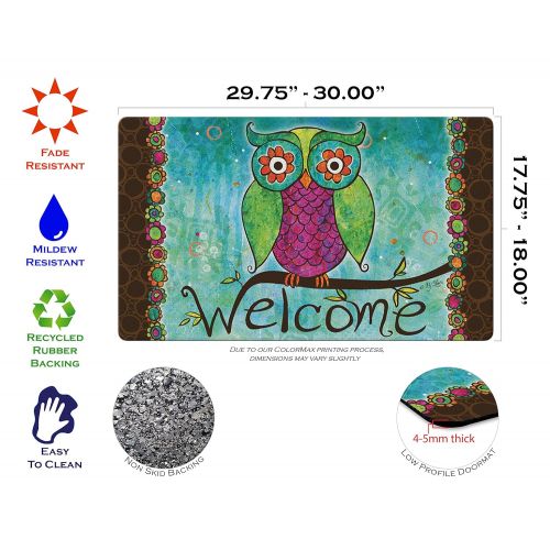  Toland Home Garden Rainbow Owl 18 x 30 Inch Decorative Floor Mat Colorful Welcome Bird Doormat