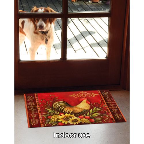  Toland Home Garden Fall Rooster 18 x 30 Inch Decorative Floor Mat Seasonal Autumn Harvest Thanksgiving Doormat