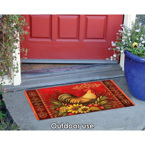  Toland Home Garden Fall Rooster 18 x 30 Inch Decorative Floor Mat Seasonal Autumn Harvest Thanksgiving Doormat