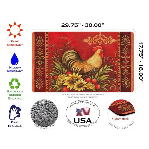  Toland Home Garden Fall Rooster 18 x 30 Inch Decorative Floor Mat Seasonal Autumn Harvest Thanksgiving Doormat