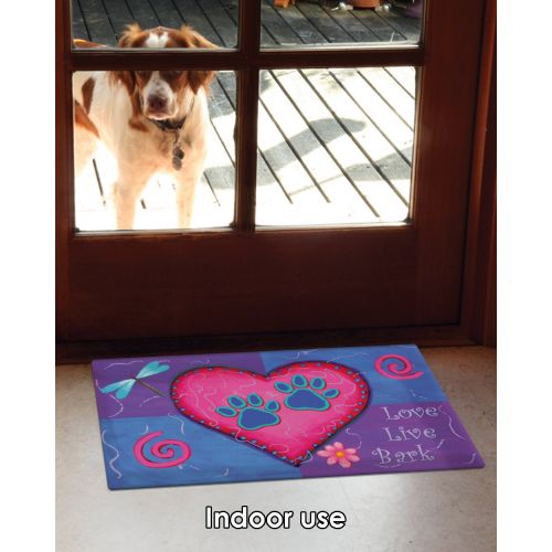  Toland Home Garden Love Live Bark 18 x 30 Inch Decorative Floor Mat Colorful Puppy Dog Paw Heart Doormat