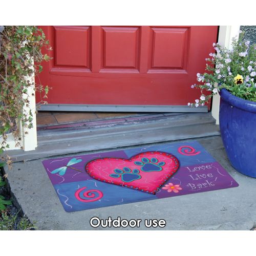  Toland Home Garden Love Live Bark 18 x 30 Inch Decorative Floor Mat Colorful Puppy Dog Paw Heart Doormat