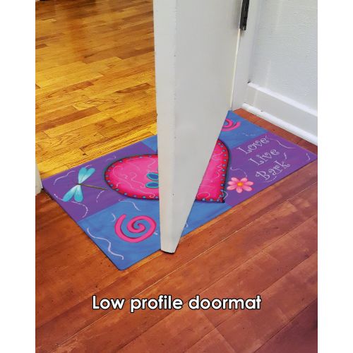  Toland Home Garden Love Live Bark 18 x 30 Inch Decorative Floor Mat Colorful Puppy Dog Paw Heart Doormat