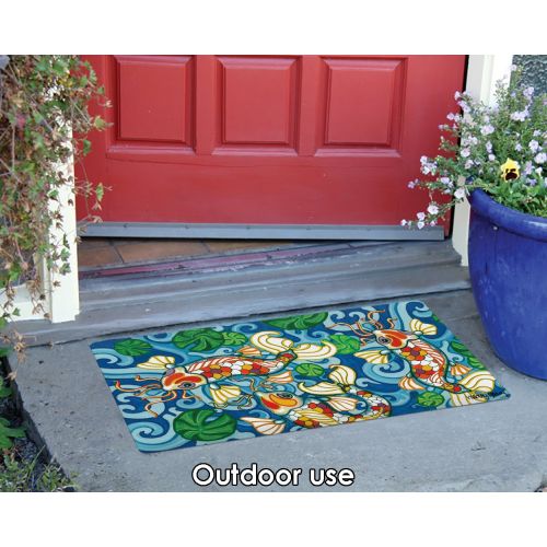  Toland Home Garden Coy Koi 18 x 30 Inch Decorative Floor Mat Colorful Japanese Fish Pond Design Doormat