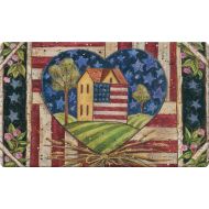 Toland Home Garden American Folk Heart 18 x 30 Inch Decorative Floor Mat Rustic USA Patriotic Home Doormat