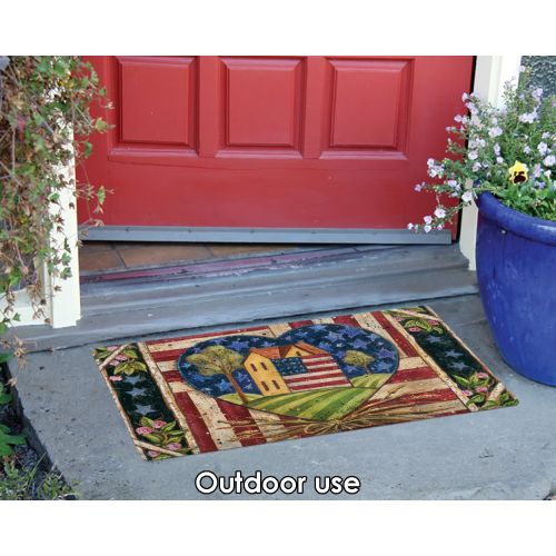  Toland Home Garden American Folk Heart 18 x 30 Inch Decorative Floor Mat Rustic USA Patriotic Home Doormat