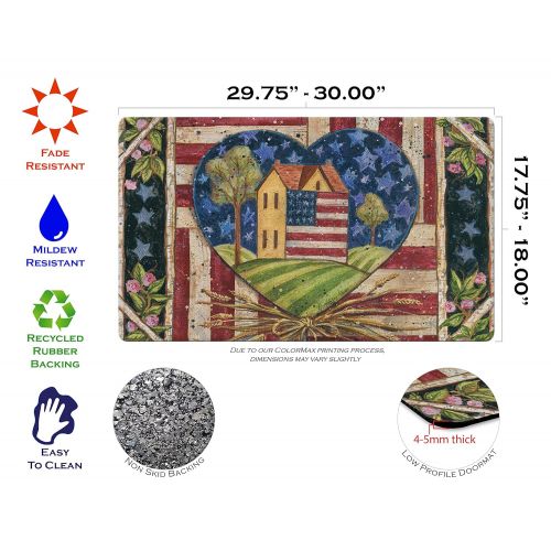  Toland Home Garden American Folk Heart 18 x 30 Inch Decorative Floor Mat Rustic USA Patriotic Home Doormat