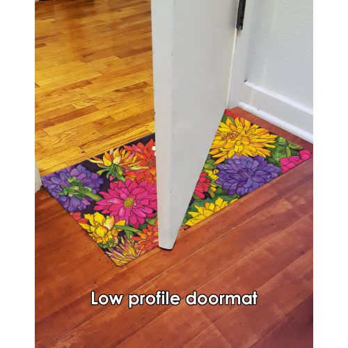  Toland Home Garden Dizzy Dahlias 18 x 30 Inch Decorative Floor Mat Flower Colorful Floral Bouquet Doormat