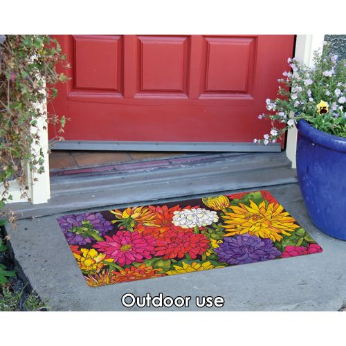  Toland Home Garden Dizzy Dahlias 18 x 30 Inch Decorative Floor Mat Flower Colorful Floral Bouquet Doormat