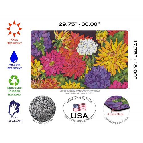  Toland Home Garden Dizzy Dahlias 18 x 30 Inch Decorative Floor Mat Flower Colorful Floral Bouquet Doormat