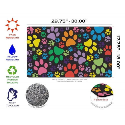  Toland Home Garden Puppy Paws 18 x 30 Inch Decorative Floor Mat Colorful Puppy Dog Kitty Cat Collage Doormat