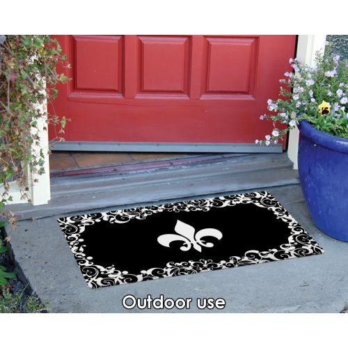  Toland Home Garden Fleur De Lis 18 x 30 Inch Decorative Floor Mat Classic Flower Design Pattern Doormat