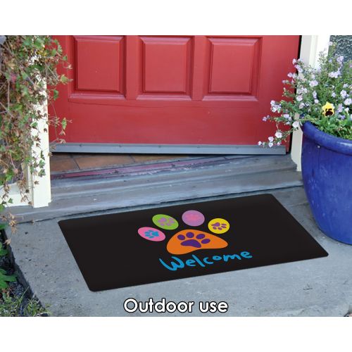 Toland Home Garden Welcome Paws Black 18 x 30 Inch Decorative Floor Mat Puppy Dog Kitty Cat Greeting Doormat