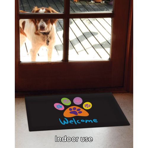  Toland Home Garden Welcome Paws Black 18 x 30 Inch Decorative Floor Mat Puppy Dog Kitty Cat Greeting Doormat