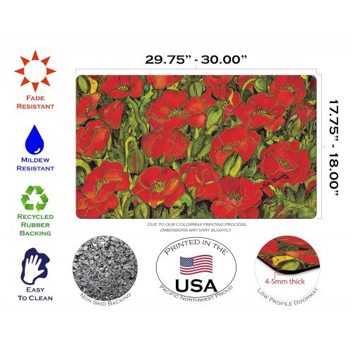  Toland Home Garden Red Poppies 18 x 30 Inch Decorative Floor Mat Floral Colorful Flower Field Doormat