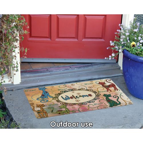  Toland Home Garden Meow Welcome 18 x 30 Inch Decorative Floor Mat Colorful Kitty Cat Greeting Doormat