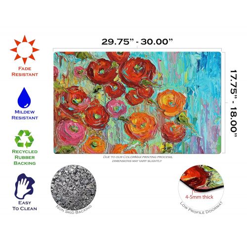  Toland Home Garden Fabulous Flowers 18 x 30 Inch Decorative Flower Floor Mat Colorful Painting Doormat