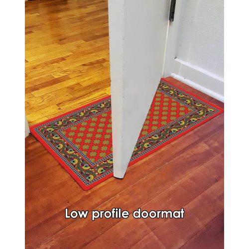  Toland Home Garden French Paisley 18 x 30 Inch Decorative Floor Mat Red Design Pattern Doormat