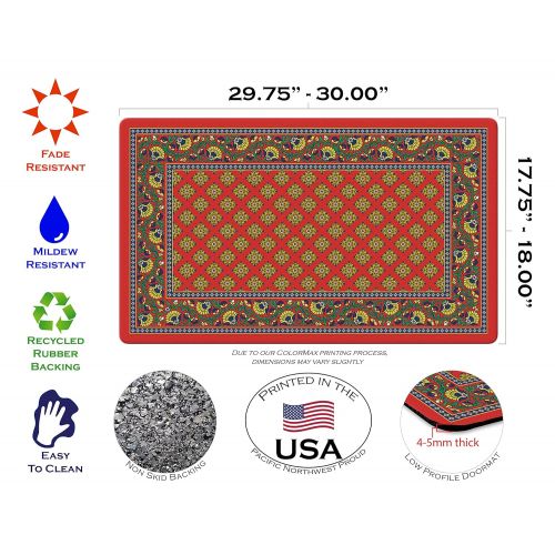  Toland Home Garden French Paisley 18 x 30 Inch Decorative Floor Mat Red Design Pattern Doormat