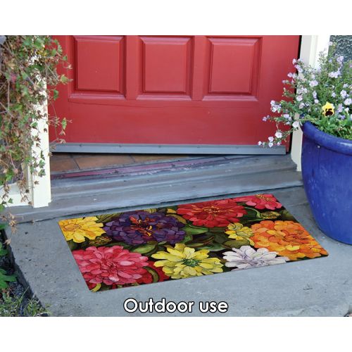  Toland Home Garden Zippy Zinnias 18 x 30 Inch Decorative Floor Mat Flower Colorful Floral Bouquet Doormat