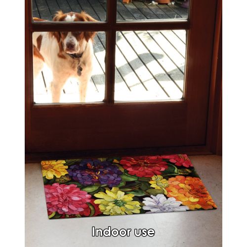  Toland Home Garden Zippy Zinnias 18 x 30 Inch Decorative Floor Mat Flower Colorful Floral Bouquet Doormat