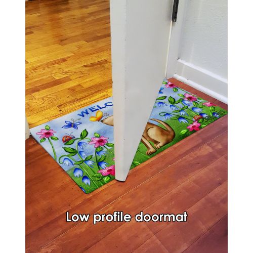  Toland Home Garden Welcome Dog 18 x 30 Inch Decorative Puppy Floor Mat Floral Spring Doormat