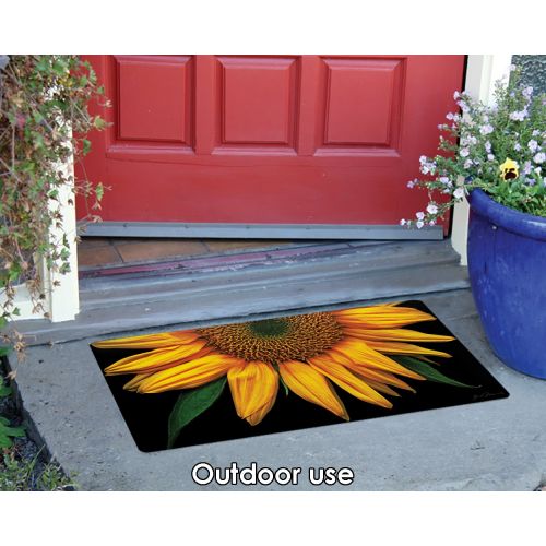  Toland Home Garden Sunflowers on Black 18 x 30-Inch Decorative Floor Mat Sunflower Portrait Flower Doormat