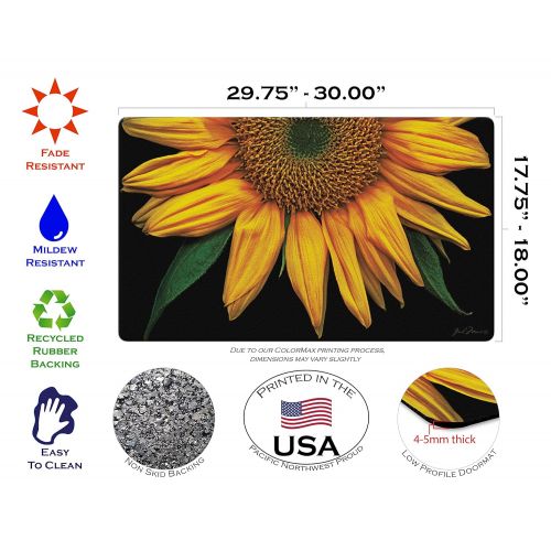  Toland Home Garden Sunflowers on Black 18 x 30-Inch Decorative Floor Mat Sunflower Portrait Flower Doormat