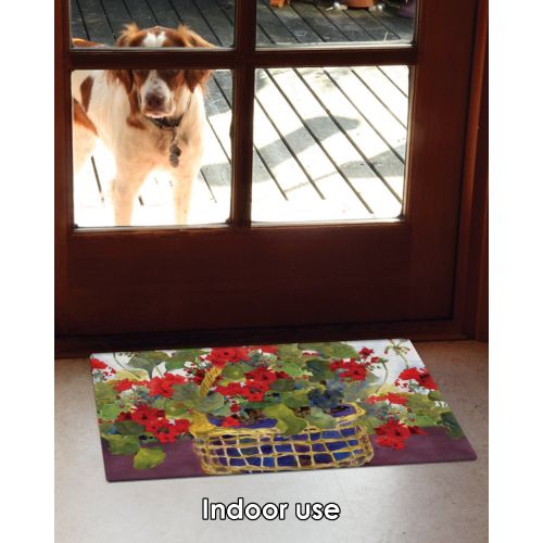  Toland Home Garden Geranium Basket 18 x 30 Inch Decorative Floor Mat Floral Colorful Red Flower Doormat