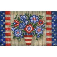 Toland Home Garden Patriotic Flowers 18 x 30 Inch Decorative Floral Floor Mat Colorful USA Doormat