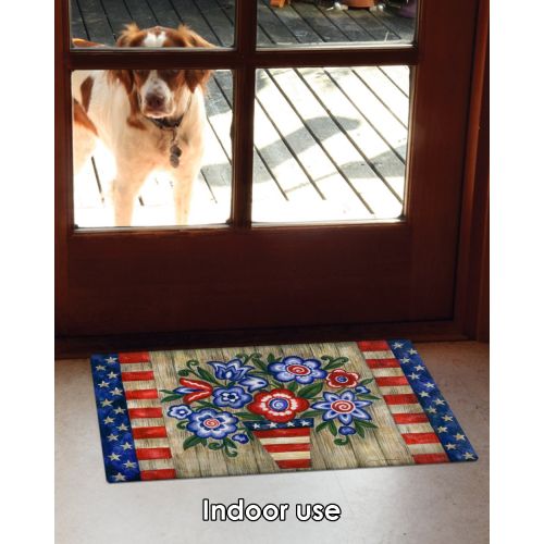  Toland Home Garden Patriotic Flowers 18 x 30 Inch Decorative Floral Floor Mat Colorful USA Doormat