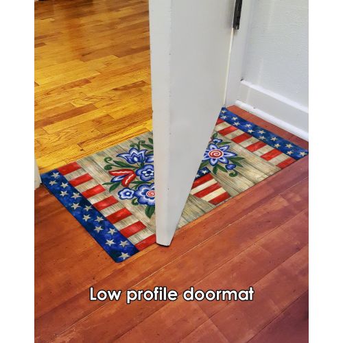  Toland Home Garden Patriotic Flowers 18 x 30 Inch Decorative Floral Floor Mat Colorful USA Doormat