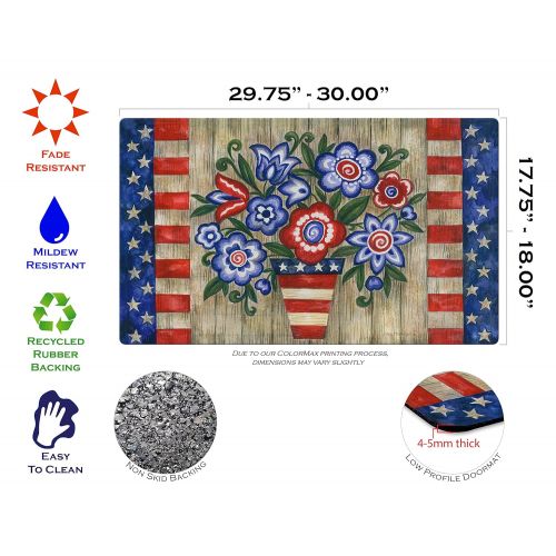  Toland Home Garden Patriotic Flowers 18 x 30 Inch Decorative Floral Floor Mat Colorful USA Doormat