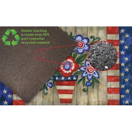  Toland Home Garden Patriotic Flowers 18 x 30 Inch Decorative Floral Floor Mat Colorful USA Doormat