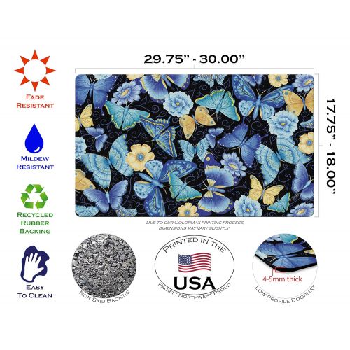  Toland Home Garden Butterfly 18 x 30 Inch Decorative Floor Mat Colorful Flower Monarch Collage Doormat