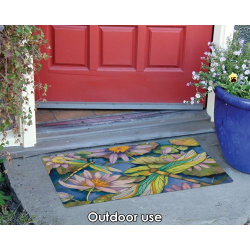  Toland Home Garden Water Lilies and Dragonflies 18 x 30 Inch Decorative Floor Mat Flower Lily Pond Dragonfly Doormat