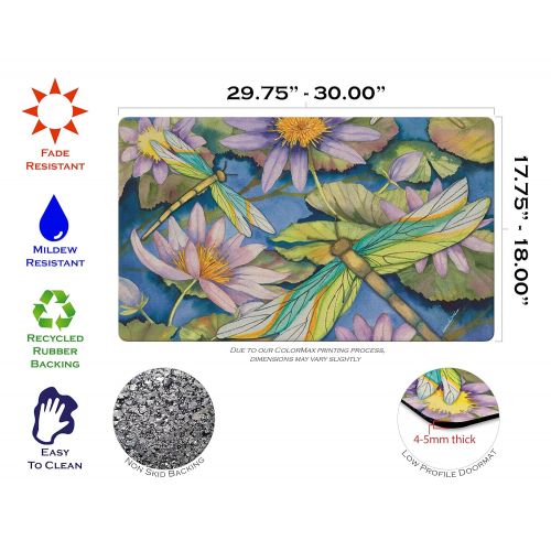  Toland Home Garden Water Lilies and Dragonflies 18 x 30 Inch Decorative Floor Mat Flower Lily Pond Dragonfly Doormat