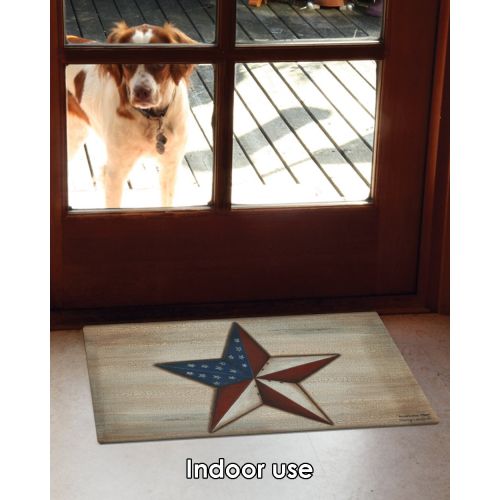  Toland Home Garden American Star 18 x 30 Inch Decorative Floor Mat Rustic Patriotic USA Stars Stripes Doormat