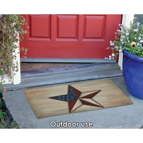  Toland Home Garden American Star 18 x 30 Inch Decorative Floor Mat Rustic Patriotic USA Stars Stripes Doormat