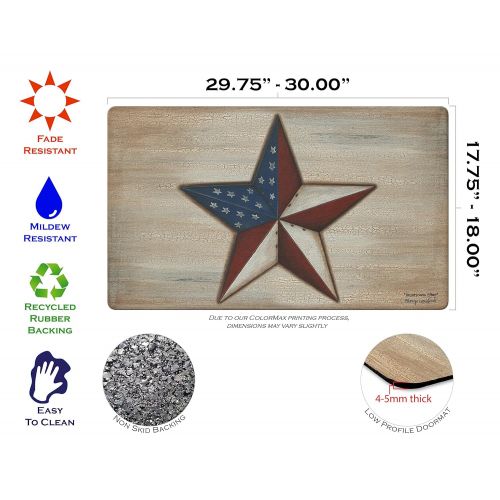  Toland Home Garden American Star 18 x 30 Inch Decorative Floor Mat Rustic Patriotic USA Stars Stripes Doormat