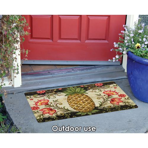  Toland Home Garden Pineapple and Scrolls 18 x 30 Inch Decorative Floor Mat Classic Fruit Design Flower Pattern Doormat