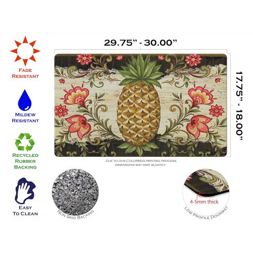  Toland Home Garden Pineapple and Scrolls 18 x 30 Inch Decorative Floor Mat Classic Fruit Design Flower Pattern Doormat