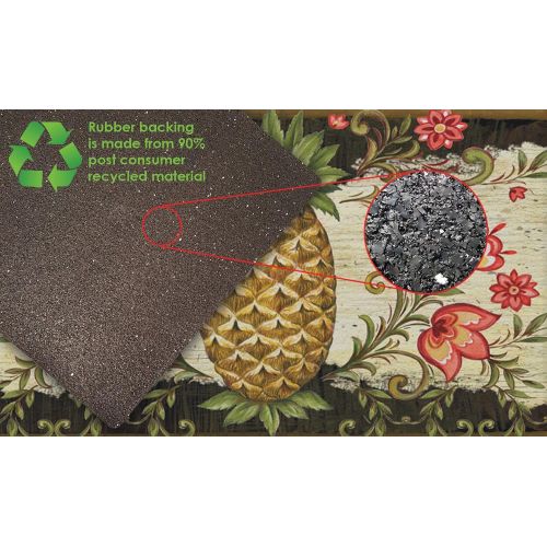  Toland Home Garden Pineapple and Scrolls 18 x 30 Inch Decorative Floor Mat Classic Fruit Design Flower Pattern Doormat