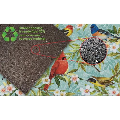  Toland Home Garden Bird Collage 18 x 30 Inch Decorative Floor Mat Colorful Spring Flower Cardinal Jay Doormat
