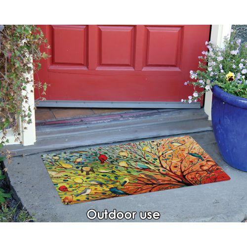  Toland Home Garden Tree Birds 18 x 30 Inch Decorative Floor Mat Colorful Bird Branch Collage Doormat - 800038